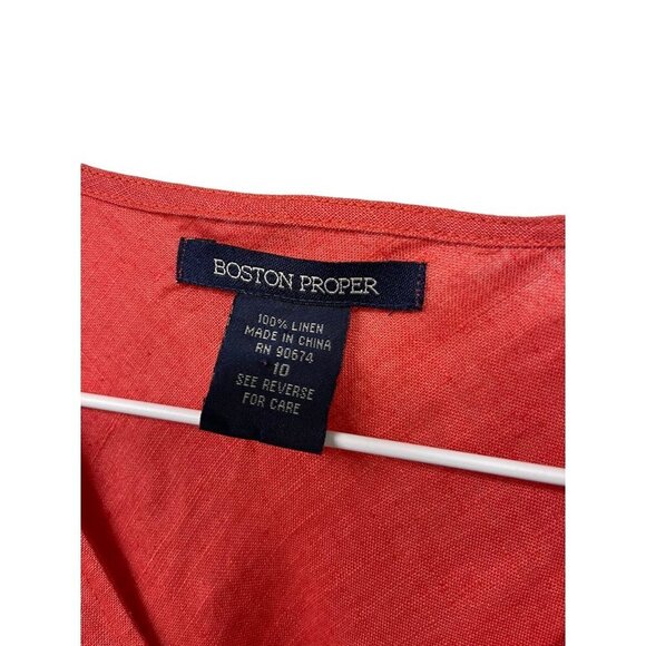 Boston Proper Linen Sleeveless Dress Orange Size 10 - Picture 2 of 4